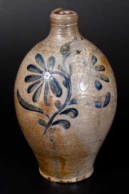 Manhattan Stoneware Jug w/ Incised Floral Decoration and Two-Color Slip Decoration