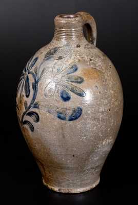 Exceptional Incised Stoneware Jug with Two-Color Glaze, Manhattan, late 18th / early 19th century