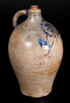 Exceptional Stoneware Jug w/ Geometric Incised Design and Impressed Accents, Manhattan, late 18th century