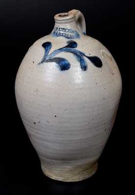 Rare P. CROSS / HARTFORD Stoneware Jug with Incised Floral Decoration, c1806-08