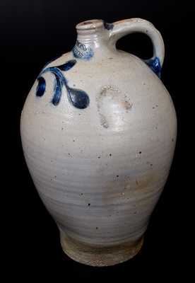 Rare P. CROSS / HARTFORD Stoneware Jug with Incised Floral Decoration, c1806-08