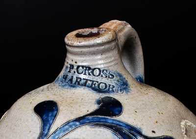 Rare P. CROSS / HARTFORD Stoneware Jug with Incised Floral Decoration, c1806-08