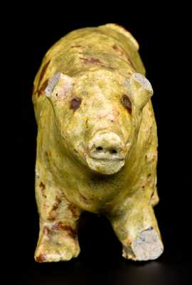 Alkaline-Glazed Stoneware Pig Figure, second half 19th century