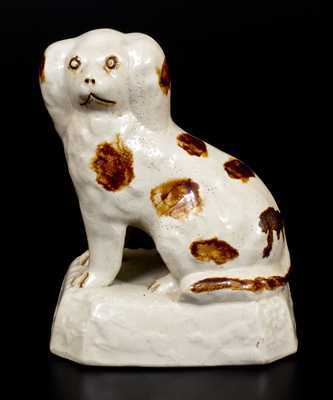 Fine Molded Stoneware Spaniel with Manganese Spots, Ohio, c1890