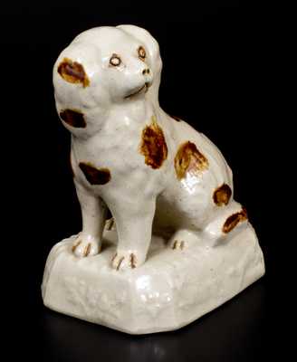 Fine Molded Stoneware Spaniel with Manganese Spots, Ohio, c1890