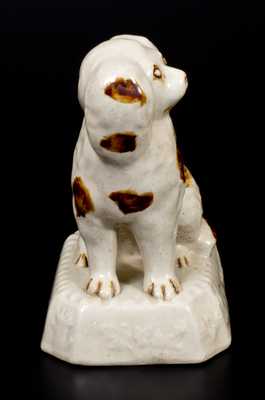 Fine Molded Stoneware Spaniel with Manganese Spots, Ohio, c1890