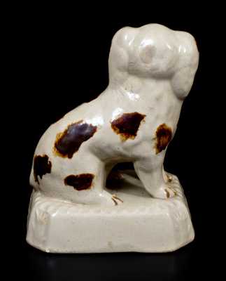 Fine Molded Stoneware Spaniel with Manganese Spots, Ohio, c1890