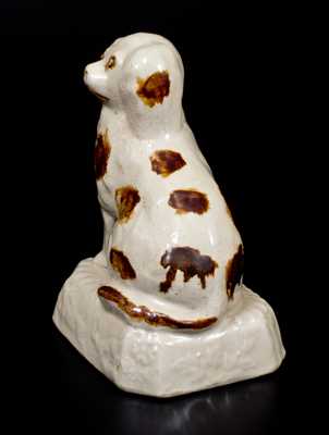 Fine Molded Stoneware Spaniel with Manganese Spots, Ohio, c1890