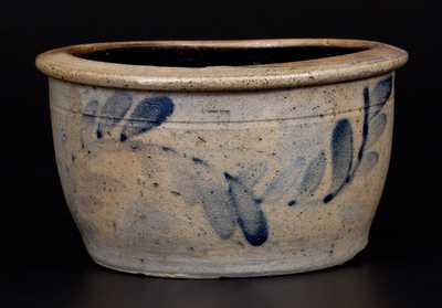 Western PA Stoneware Bowl with Brushed Cobalt Vine Decoration
