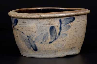 Western PA Stoneware Bowl with Brushed Cobalt Vine Decoration