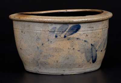 Western PA Stoneware Bowl with Brushed Cobalt Vine Decoration