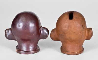 Lot of Two: Sewertile Boys Heads, one with Slot for Bank