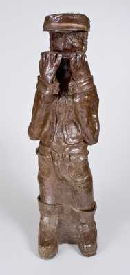 Very Unusual Large-Sized Hand-Modeled Sewertile Figure of a Man Inscribed 