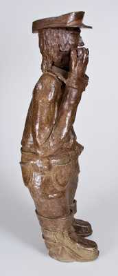 Very Unusual Large-Sized Hand-Modeled Sewertile Figure of a Man Inscribed 
