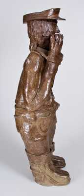 Very Unusual Large-Sized Hand-Modeled Sewertile Figure of a Man Inscribed "Bryon / 74"
