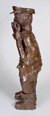 Very Unusual Large-Sized Hand-Modeled Sewertile Figure of a Man Inscribed 