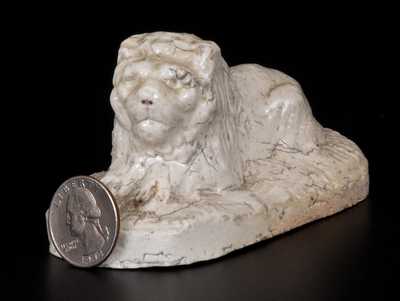 White-Glazed Sewertile Lion Figure Initialed EJE, Edward J. Ellwood, Tuscarawas County, OH