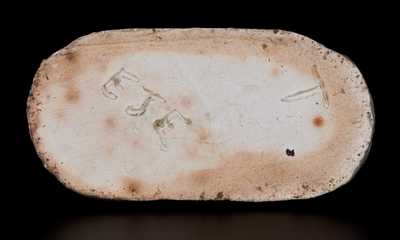 White-Glazed Sewertile Lion Figure Initialed EJE, Edward J. Ellwood, Tuscarawas County, OH