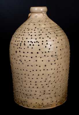 Very Rare Stoneware Leach Jug Inscribed "George McNeal" (Fort Edward, NY Stoneware Potter)