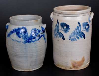 Lot of Two: Baltimore Stoneware Jars with Cobalt Decoration