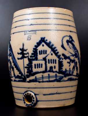 Important J. & E. NORTON / BENNINGTON, VT Stoneware Water Cooler w/ Four Pheasants and House