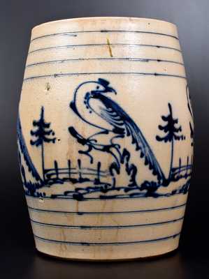 Important J. & E. NORTON / BENNINGTON, VT Stoneware Water Cooler w/ Four Pheasants and House