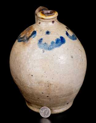 Half-Gallon C. CROLIUS Ovoid Stoneware Jug with Cobalt Decoration