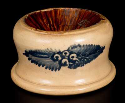 Large-Sized Spittoon with Cobalt Decoration and Rockingham-Glazed Interior