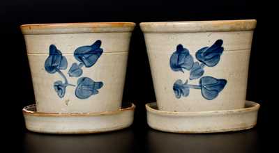 Lot of Two: Stoneware Flowerpots attributed to the Fulper Pottery, Flemington, NJ, c1890