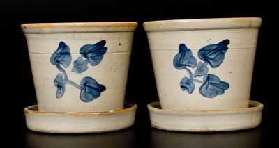 Lot of Two: Stoneware Flowerpots attributed to the Fulper Pottery, Flemington, NJ, c1890