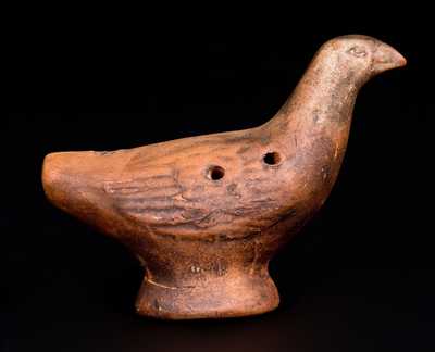 Unusual Molded Redware Bird Whistle, probably Pennsylvania