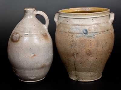 Lot of Two: Early Ovoid Stoneware Vessels, possibly New Jersey