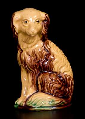Molded Pottery Spaniel Bank with Multi-Colored Glazes