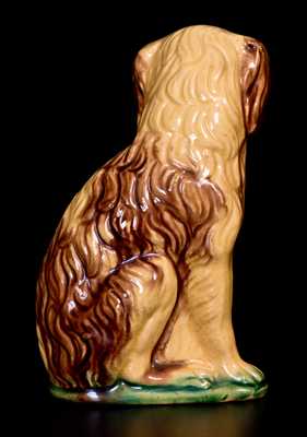 Molded Pottery Spaniel Bank with Multi-Colored Glazes