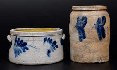 Lot of Two: Richard Remmey, Philadelphia, PA Stoneware Butter Crock and Jar