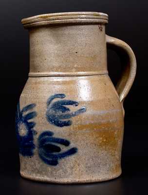 Very Rare H H ZIGLER / NEWVILLE, PA Half-Gallon Stoneware Pitcher with Floral Decoration