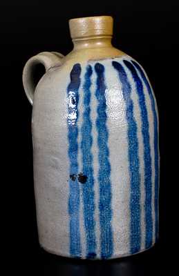 Unusual Western PA Half-Gallon Stoneware Jug with Vertical Striped Decoration