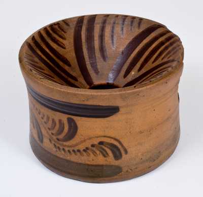 Outstanding Tanware Spittoon with Elaborate Decoration, New Geneva, PA, circa 1890