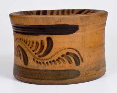 Outstanding Tanware Spittoon with Elaborate Decoration, New Geneva, PA, circa 1890
