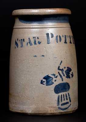Exceptional One-Quart STAR POTTERY (Greensboro, PA) Stoneware Wax Sealer with Thistle Decoration