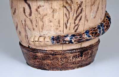 Extremely Rare and Important Stoneware Snake Temperance Keg 