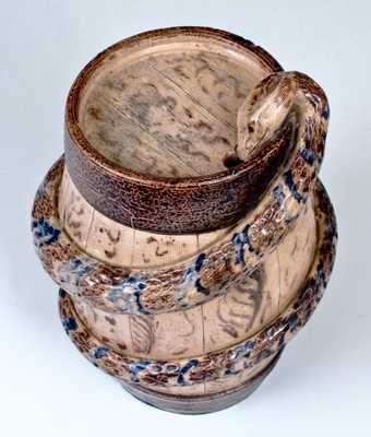 Extremely Rare and Important Stoneware Snake Temperance Keg 