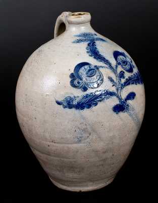 Extremely Rare G. LENT / LANSINGBURGH, NY Incised Ovoid Stoneware Jug
