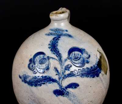 Extremely Rare G. LENT / LANSINGBURGH, NY Incised Ovoid Stoneware Jug