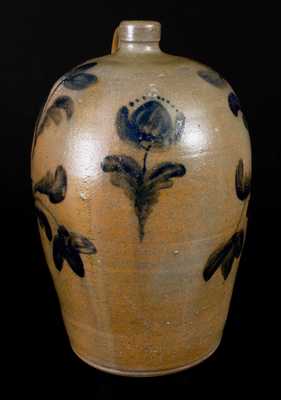 Exceptional JOHN BELL / WAYNESBORO Stoneware Jug with Elaborate Floral Decoration