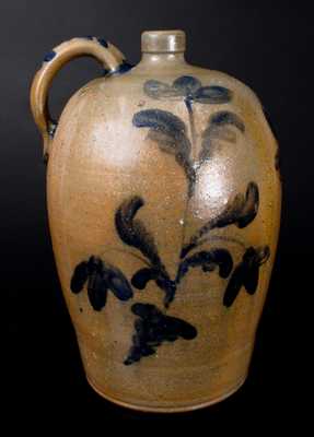 Exceptional JOHN BELL / WAYNESBORO Stoneware Jug with Elaborate Floral Decoration