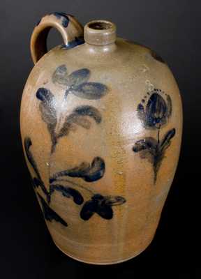 Exceptional JOHN BELL / WAYNESBORO Stoneware Jug with Elaborate Floral Decoration