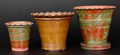 Lot of Three: GLEAVES / COLONIAL ART POTTERY Redware Flowerpots