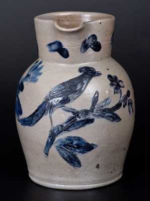 Exceptional Henry Remmey, Baltimore Incised Bird Stoneware Pitcher, c1812-29