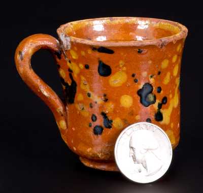 Small-Sized Slip-Decorated Redware Mug, possibly Solomon Loy, Alamance County, NC